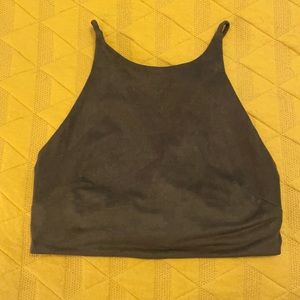 Olive green velvet crop top